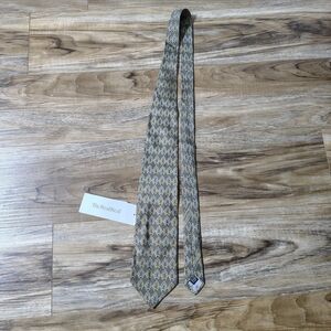 Vintage Valentino Cravatte Gold Geometric Rings 100% Silk Necktie Italian 1990s